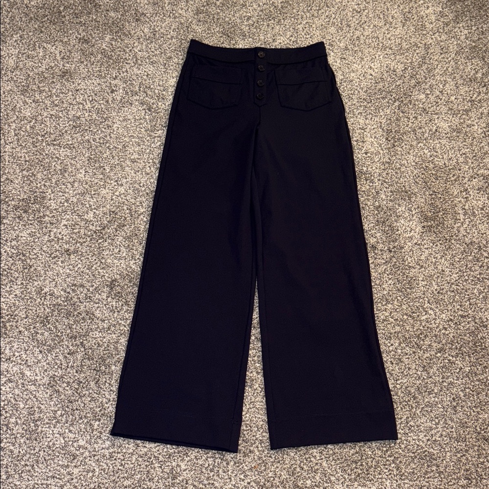 Halara High Waisted Button Multiple Pockets Straight Leg Casual Pants in Navy - Picture 4 of 6